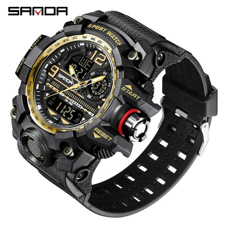 SANDA G style Top Men Watch 50M Waterproof Sports Military Quartz Watch For Male Electron LED Digital Wristwatch Reloj De Hombre