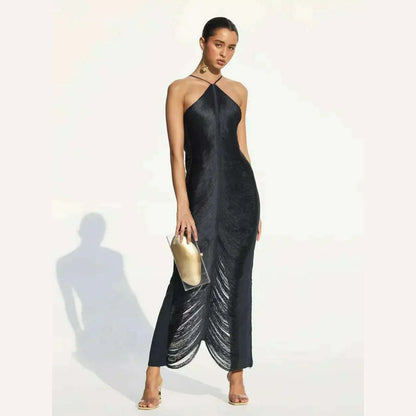 Shiny Metallic Halter Slim Mini Dress For Women Female Sleeveless Backless Bodycon Vestidos Ladies Party Club Evening Robes