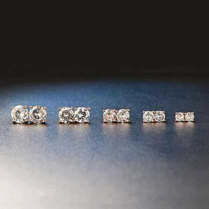 Simple 0.7 Carat Cubic Zirconia Stud Earrings Rose Gold Color Silver Color Fashion AAA+ CZ Stone Jewelry For Women brincos E435