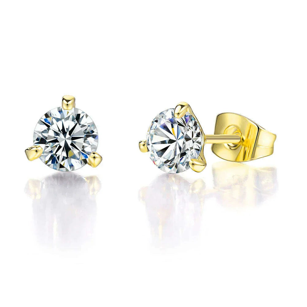 Simple 0.7 Carat Cubic Zirconia Stud Earrings Rose Gold Color Silver Color Fashion AAA+ CZ Stone Jewelry For Women brincos E435