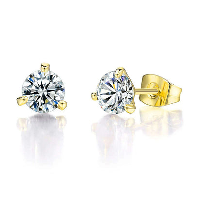 Simple 0.7 Carat Cubic Zirconia Stud Earrings Rose Gold Color Silver Color Fashion AAA+ CZ Stone Jewelry For Women brincos E435