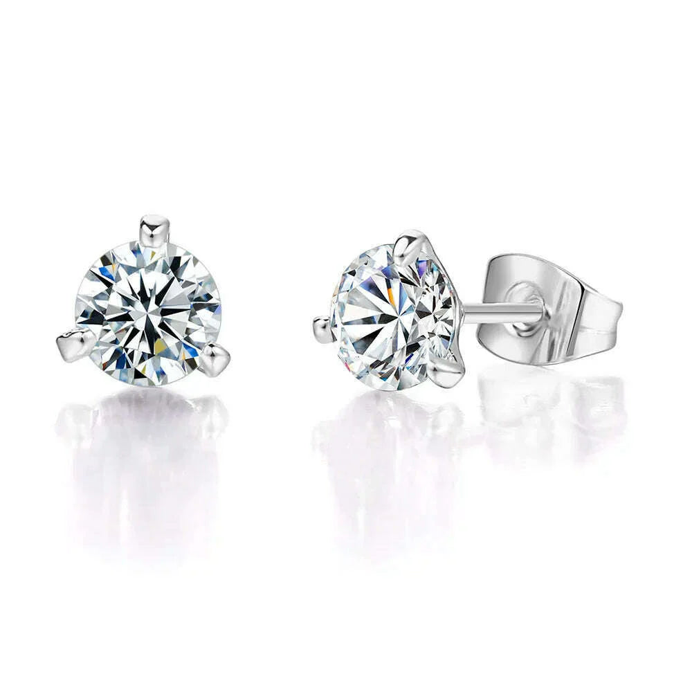 Simple 0.7 Carat Cubic Zirconia Stud Earrings Rose Gold Color Silver Color Fashion AAA+ CZ Stone Jewelry For Women brincos E435