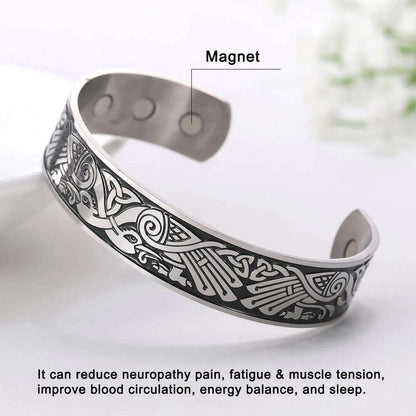 Skyrim Health Magnetic Therapy 316L Stainless Steel Bracelets Phoenix Totem Viking Cuff Bangle Wiccan Amulet Bracelet Women Men