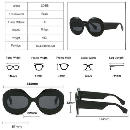 SO&amp;EI Fashion Round Contrast Color Women Sunglasses Retro Oval Clear Gradient Lens Shades UV400 Men Trending Punk Sun Glasses