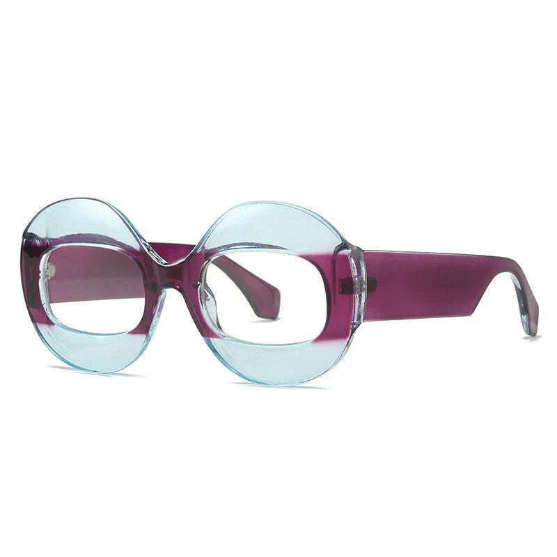 SO&amp;EI Fashion Round Contrast Color Women Sunglasses Retro Oval Clear Gradient Lens Shades UV400 Men Trending Punk Sun Glasses