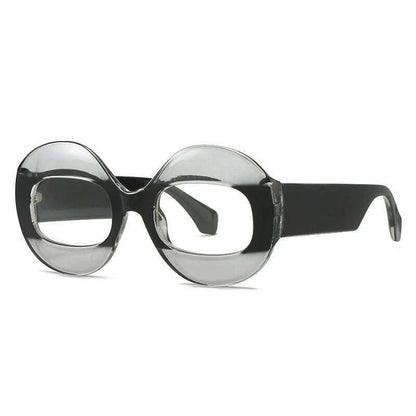SO&amp;EI Fashion Round Contrast Color Women Sunglasses Retro Oval Clear Gradient Lens Shades UV400 Men Trending Punk Sun Glasses