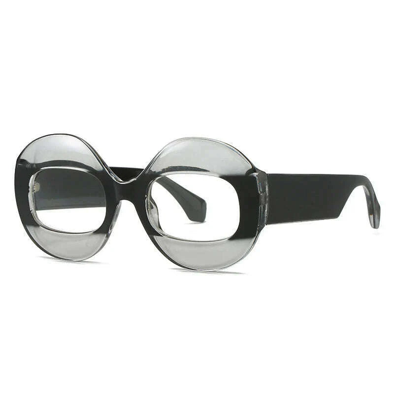 SO&amp;EI Fashion Round Contrast Color Women Sunglasses Retro Oval Clear Gradient Lens Shades UV400 Men Trending Punk Sun Glasses