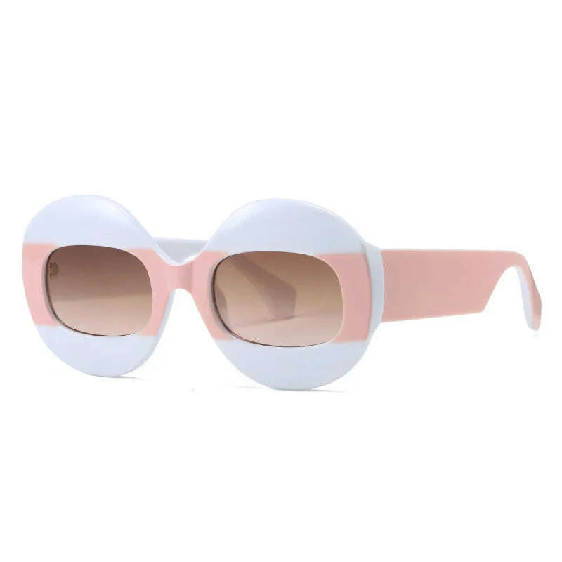 SO&amp;EI Fashion Round Contrast Color Women Sunglasses Retro Oval Clear Gradient Lens Shades UV400 Men Trending Punk Sun Glasses