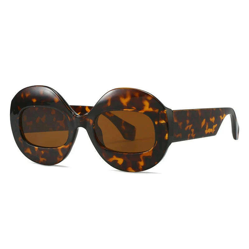 SO&amp;EI Fashion Round Contrast Color Women Sunglasses Retro Oval Clear Gradient Lens Shades UV400 Men Trending Punk Sun Glasses