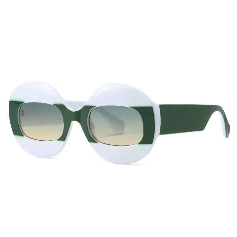 SO&amp;EI Fashion Round Contrast Color Women Sunglasses Retro Oval Clear Gradient Lens Shades UV400 Men Trending Punk Sun Glasses