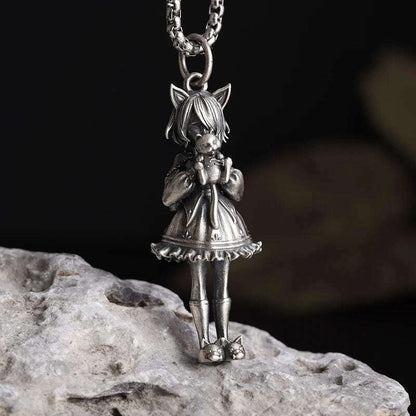 Stainless Steel Creative Personality Prayer Angel Pendant Necklace Men and Women Fashion Trend Hip Hop Punk Accessories Jewelry