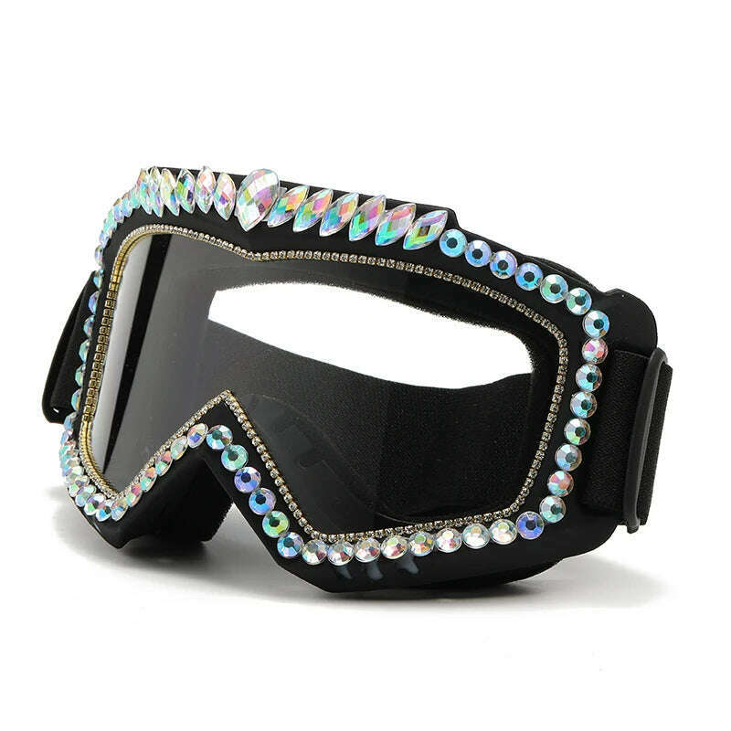 Steampunk Oversized Diamond Ski Sunglasses Goggle Women Men Snowing Sport Sun Glasses Luxury Rhinestone Eyeglasses De Sol Hombre
