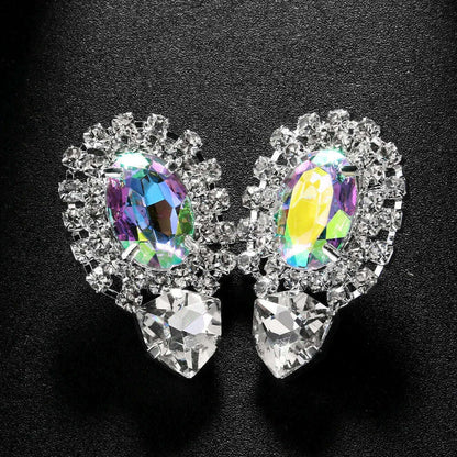Stonefans 2024 AB Color Crystal Oversize Earrings Bridesmaid Jewelry Big Rhinestone Earrings Geometric Bridal Wedding Gift