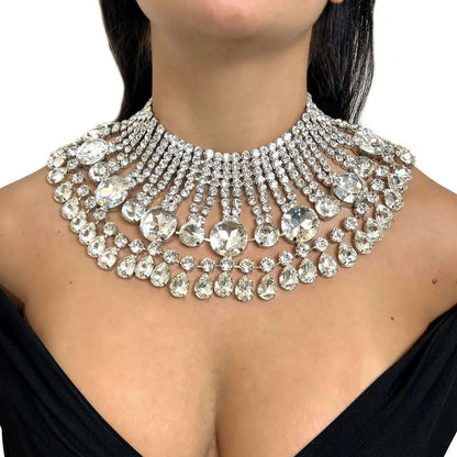 Stonefans Oversized Round Necklace Set With Earrings for Girls Women Y2k Accessories Luxury Wedding Set Decoration Jewelry Gifts