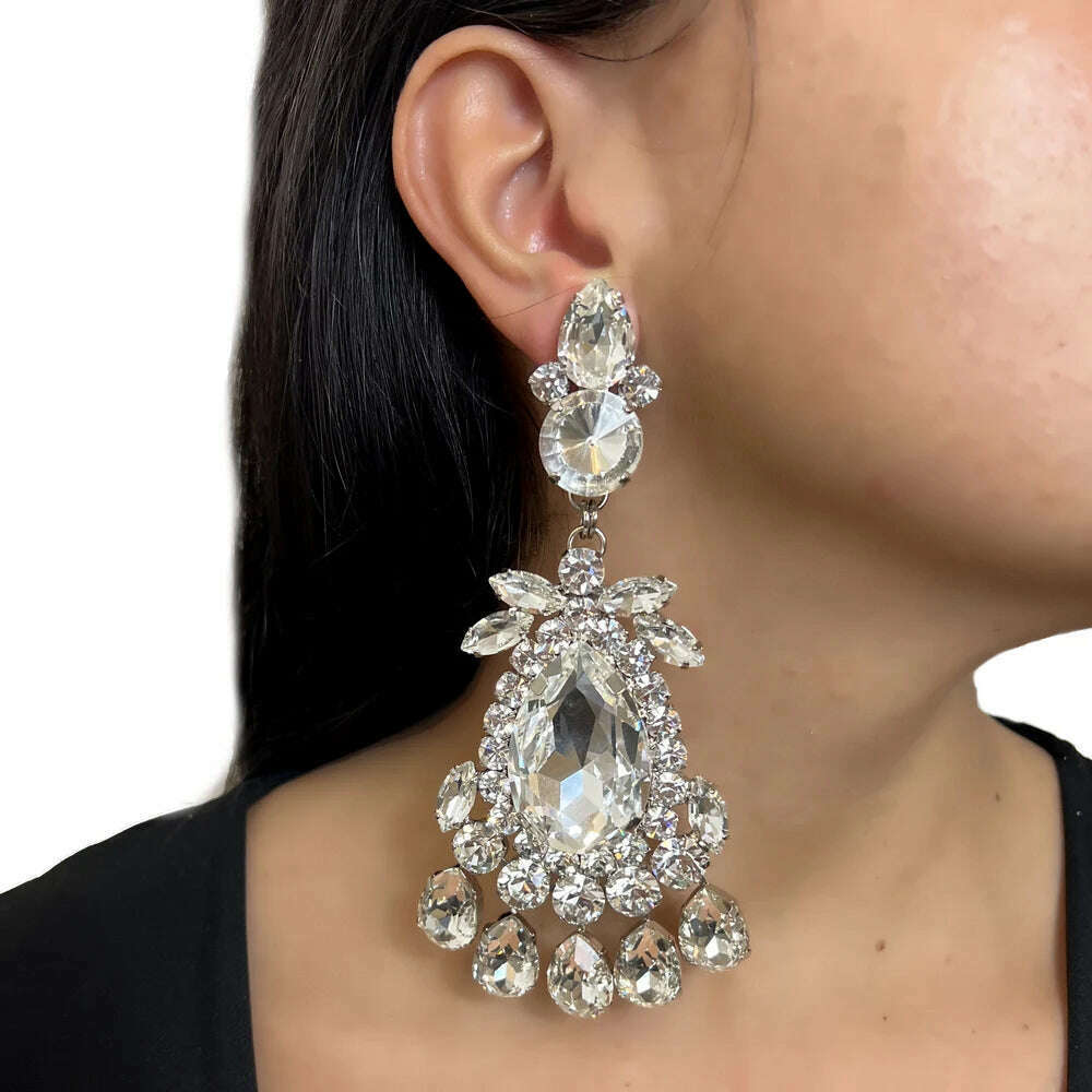 Stonefans Oversized Round Necklace Set With Earrings for Girls Women Y2k Accessories Luxury Wedding Set Decoration Jewelry Gifts