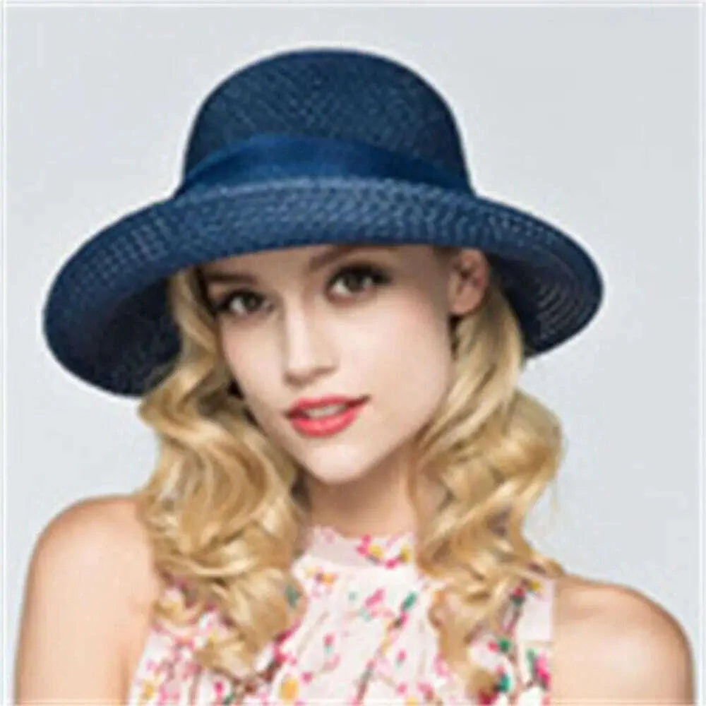 Summer Bow Ribbon Sun Hat Panama Women's Cap Bonnet Beach Straw Hats