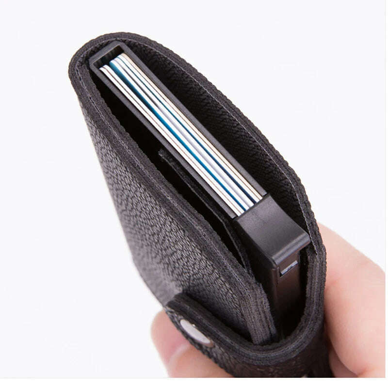Top Quality Wallets Men Money Bag Automatic Pop-up Metal Aluminum Shell Money Minimalist Credit Card Holder RFID Blocking