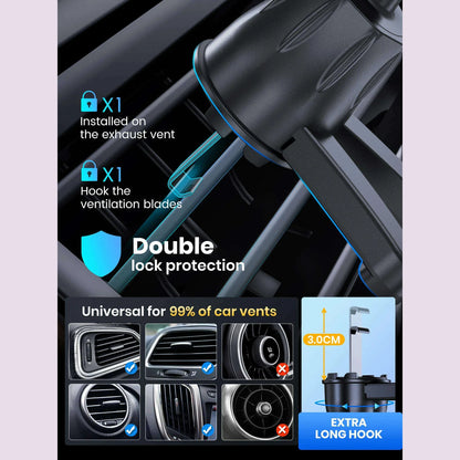 TOPK D35-S Car Phone Holder, Universal Phone Mount for Car with Hook Clip Air Vent Car Mount 360° Rotation for Mobile Phones