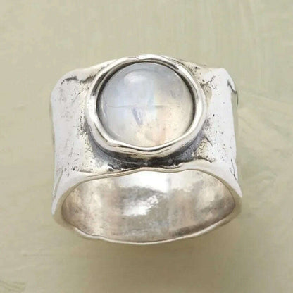 Trendy New Design Electroplated Openwork Moonstone Ring Fashion Punk Street Style For Women Girls Party Jewelry s