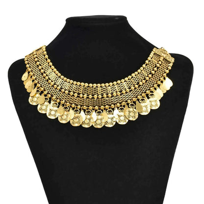 Turkish Ethnic Tribal Tibeten Coin Chunky Necklace India Oxidized Collar Choker Bib Neck Chain Afghan Gypsy Statement Jewelry