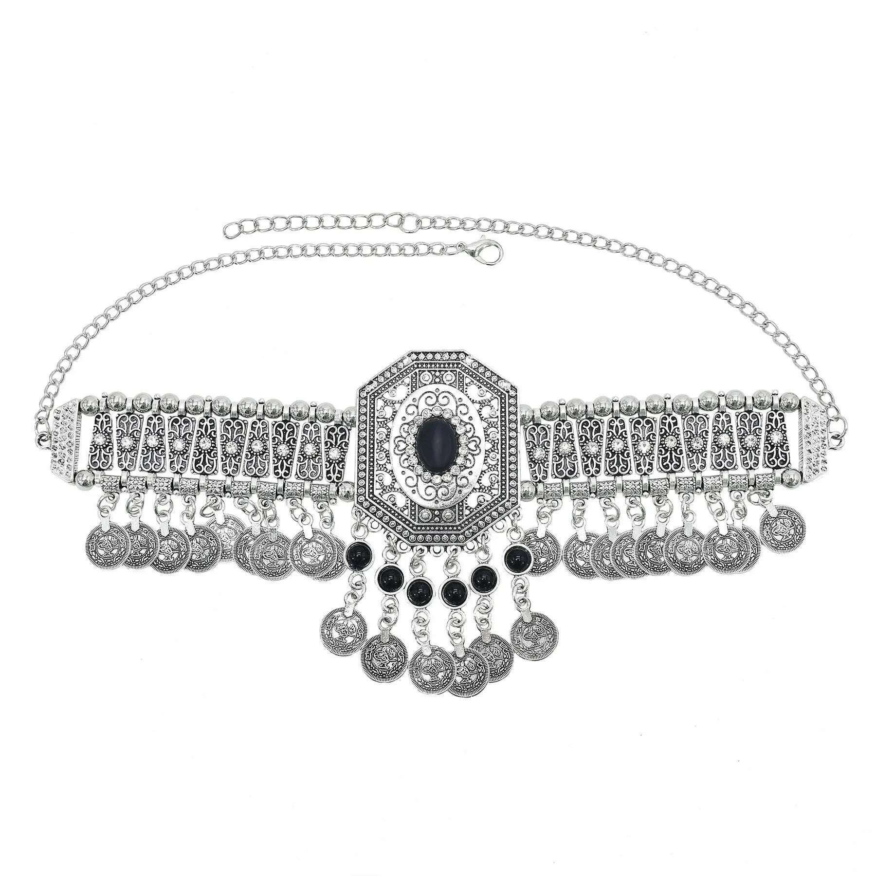 Turkish Ethnic Tribal Tibeten Coin Chunky Necklace India Oxidized Collar Choker Bib Neck Chain Afghan Gypsy Statement Jewelry