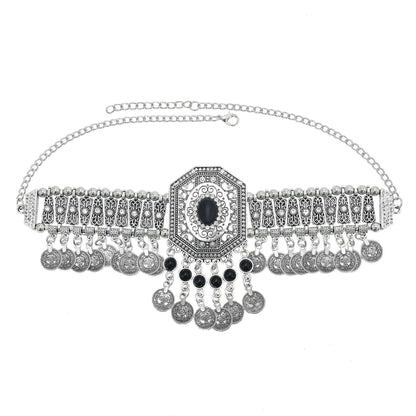 Turkish Ethnic Tribal Tibeten Coin Chunky Necklace India Oxidized Collar Choker Bib Neck Chain Afghan Gypsy Statement Jewelry