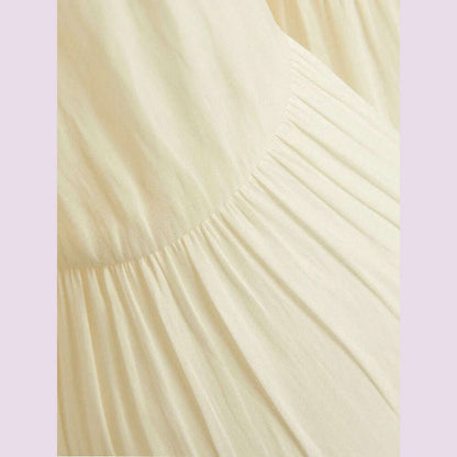 TWOTWINSTYLE Elegant Solid Dresses For Women V Neck Cloak Sleeves High Waist Spliced Lace Up Ruffles Pleated Dress Female Summer
