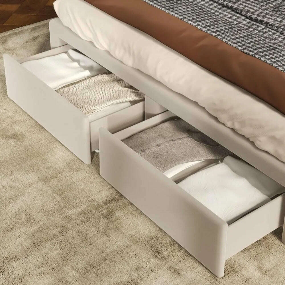 Upholstered Bed Frame Queen with Headboard and Storage, Tall Bed Frame with 2 Drawers, Tufted Wingback Bed Frame Queen Si