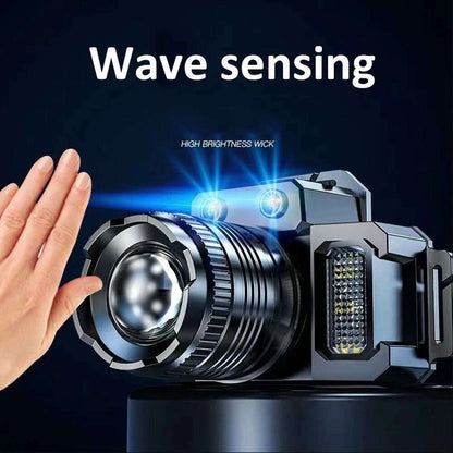 USB Rechargeable Headlamp 2000mah Super Bright Torch Light Induction LED Headlight Waterproof Camping Mobile Power Bank Flashing