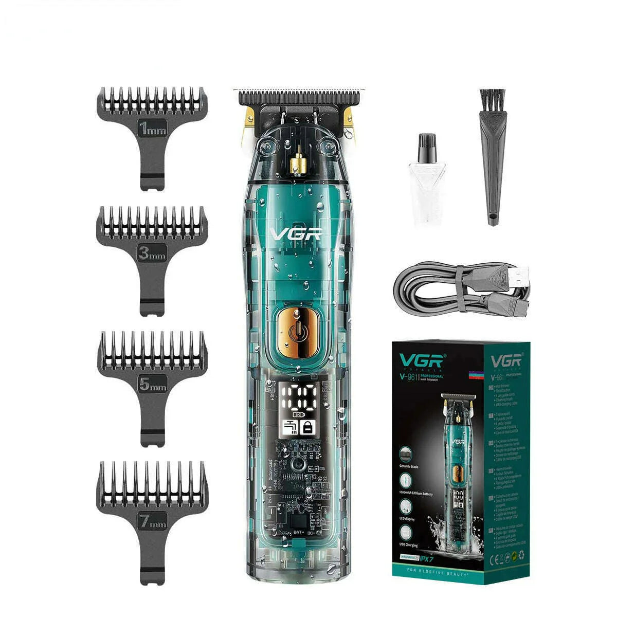 VGR Hair Trimmer Cordless Hair Cutting Machine Electric Hair Clipper Barber Haircut IPX7 Waterproof Zero Cutting Machine V-961
