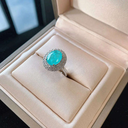 Vintage 100% Solid 925 Sterling Silver Paraiba Tourmaline Gesmtone Pendant/Necklace/Earrings/Ring Fine Jewelry Set for Women