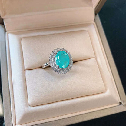 Vintage 100% Solid 925 Sterling Silver Paraiba Tourmaline Gesmtone Pendant/Necklace/Earrings/Ring Fine Jewelry Set for Women