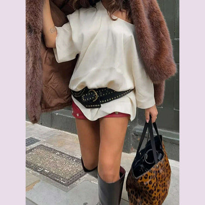 Vintage Brown Lapel Imitation Faux Fur Coat Fashion Long Sleeve Pocket Thicken Fluffy Wram Women's Jacket Lady Street Outerwear