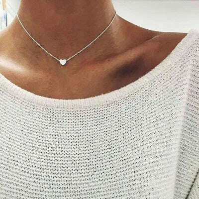 Vintage Pearl Choker Necklaces for Women Fashion Double layer Chain Small Love Heart Pendant Necklace Jewelry Gift Wholesale