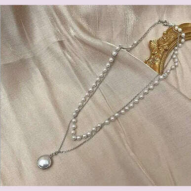 Vintage Pearl Choker Necklaces for Women Fashion Double layer Chain Small Love Heart Pendant Necklace Jewelry Gift Wholesale