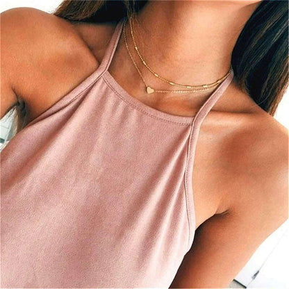 Vintage Pearl Choker Necklaces for Women Fashion Double layer Chain Small Love Heart Pendant Necklace Jewelry Gift Wholesale