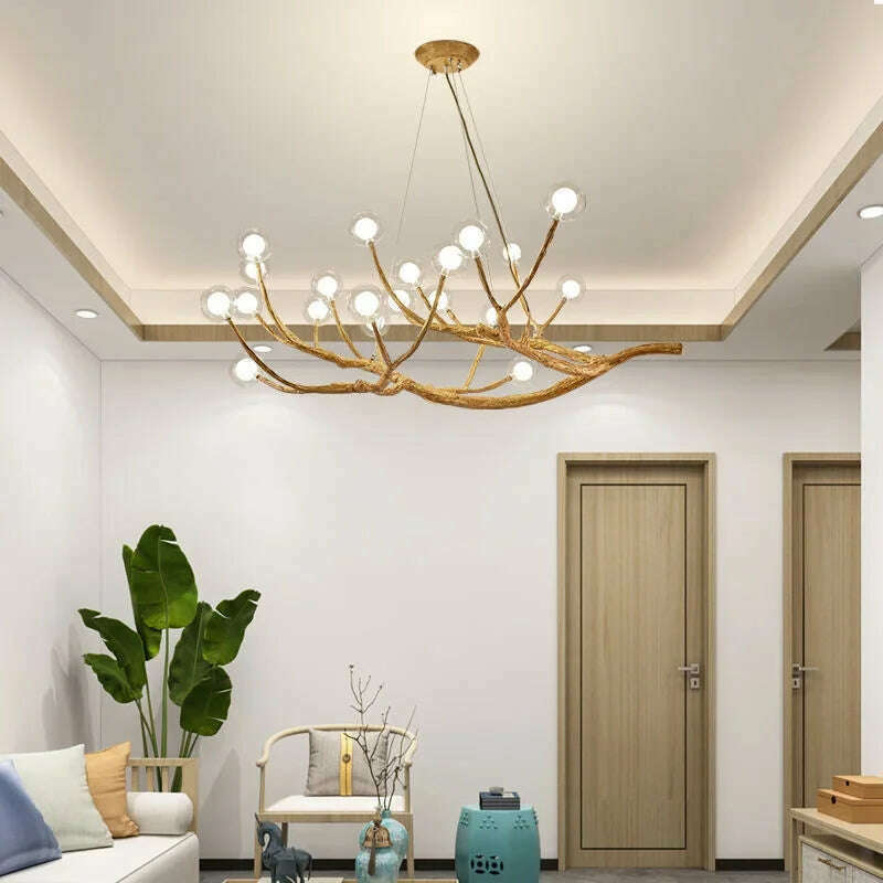 Vintage Pendant Lights Tree Branches Chandelier Resin Led Chandelier Lustre Hanging Lights Luxury Living Room Decoration