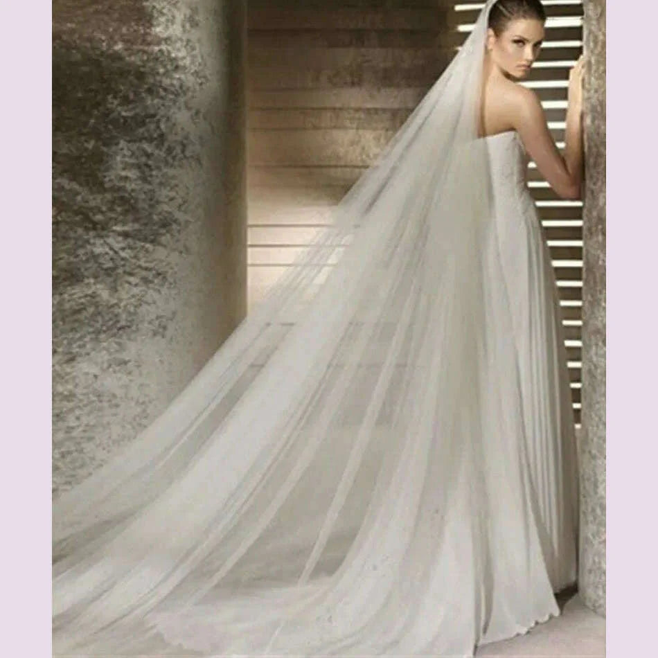Wedding Simple Tulle White Ivory Two Layers Bridal Veils Ribbon Edge Cheap Bride Accessories 75cm Short Women Veil With Comb