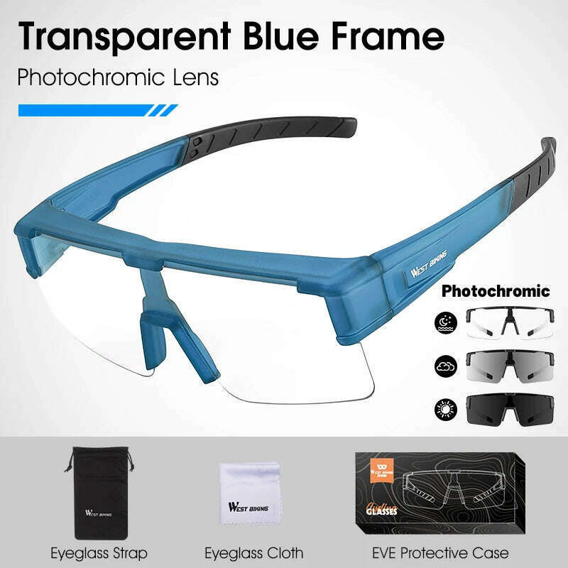 WEST BIKING Photochromic Cycling Glasses Fit Over Myopic Sunglasses UV 400 Polarized Glasses Driving Fishing Eyewear Goggles