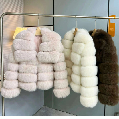 Whole leather fox fur coat short style young women's new coat
