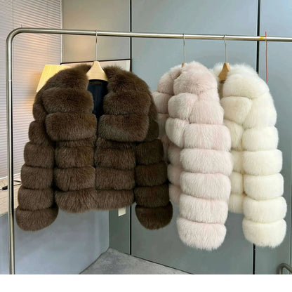 Whole leather fox fur coat short style young women's new coat