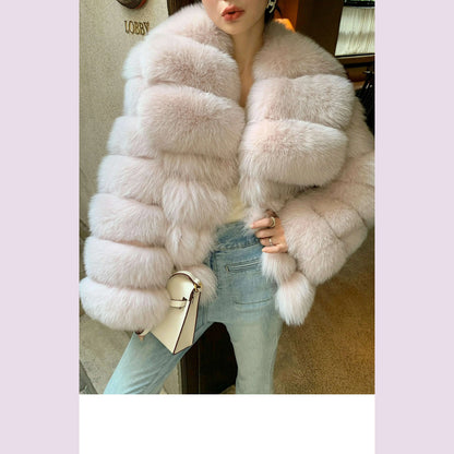 Whole leather fox fur coat short style young women's new coat