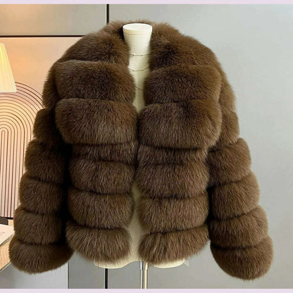 Whole leather fox fur coat short style young women's new coat