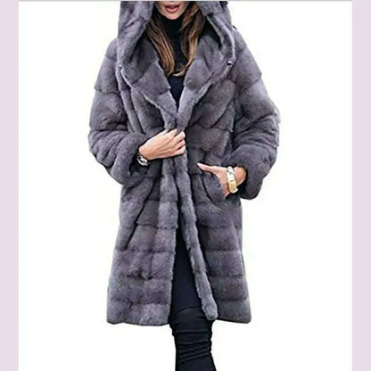 Winter Women High Quality Faux Rabbit Fur Coat Luxury Long Fur Coat Loose Lapel OverCoat Thick Warm Female Plush Coats Black 6XL