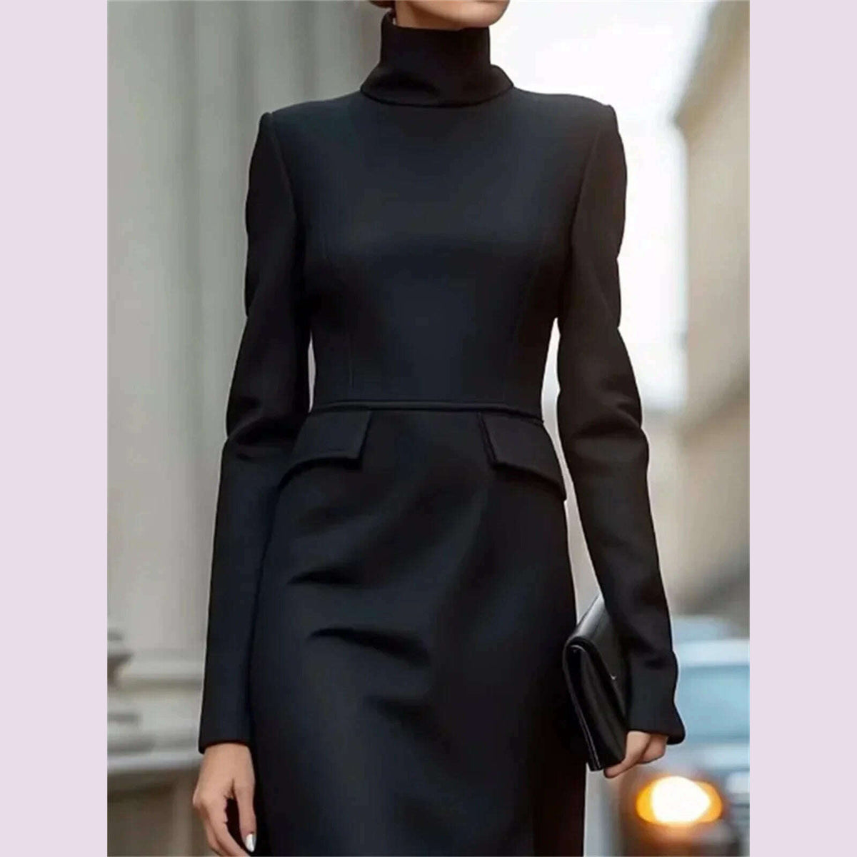 Women Fashion Formal Commute Dress High Neck 2025 New Long Sleeve Vestidos Spring Fall Elegant Church Dresses Evening Party Robe