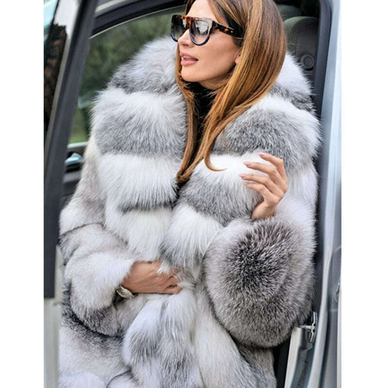 Women Faux Fur Coat Winterf Fashion Warm X-Long Large Size Coats Solid Hooded Loose Open Stitch 5XL New 2024 Elegant Clothing