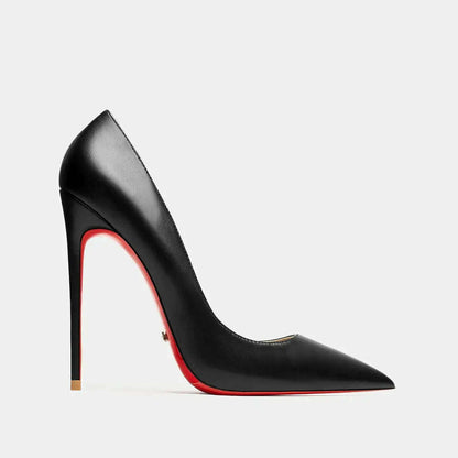 Women heels shoes woman 2024 trend luxury Brand Women's Pumps Leather High Heels Red Bottom Pointed Toe Ladies Party Shoes 12cm