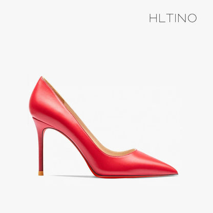 Women heels shoes woman 2024 trend luxury Brand Women's Pumps Leather High Heels Red Bottom Pointed Toe Ladies Party Shoes 12cm