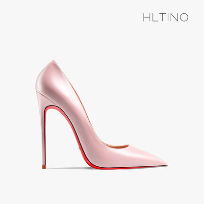 Women heels shoes woman 2024 trend luxury Brand Women's Pumps Leather High Heels Red Bottom Pointed Toe Ladies Party Shoes 12cm