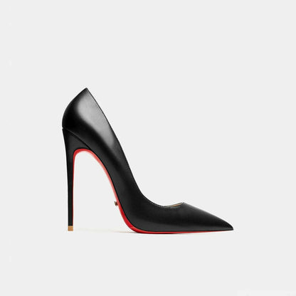 Women heels shoes woman 2024 trend luxury Brand Women's Pumps Leather High Heels Red Bottom Pointed Toe Ladies Party Shoes 12cm
